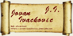 Jovan Ivačković vizit kartica
